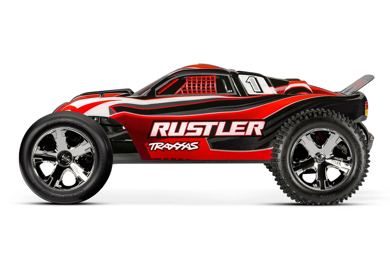 Traxxas Rustler 1/10 RTR Stadium Truck W/XL-5 ESC, TQ 2.4GHz Radio, Battery & DC Charger (Red Edition) 5 Traxxas Rustler 1/10 RTR Stadium Truck W/XL-5 ESC, TQ 2.4GHz Radio, Battery & DC Charger (Red Edition) - Image 3