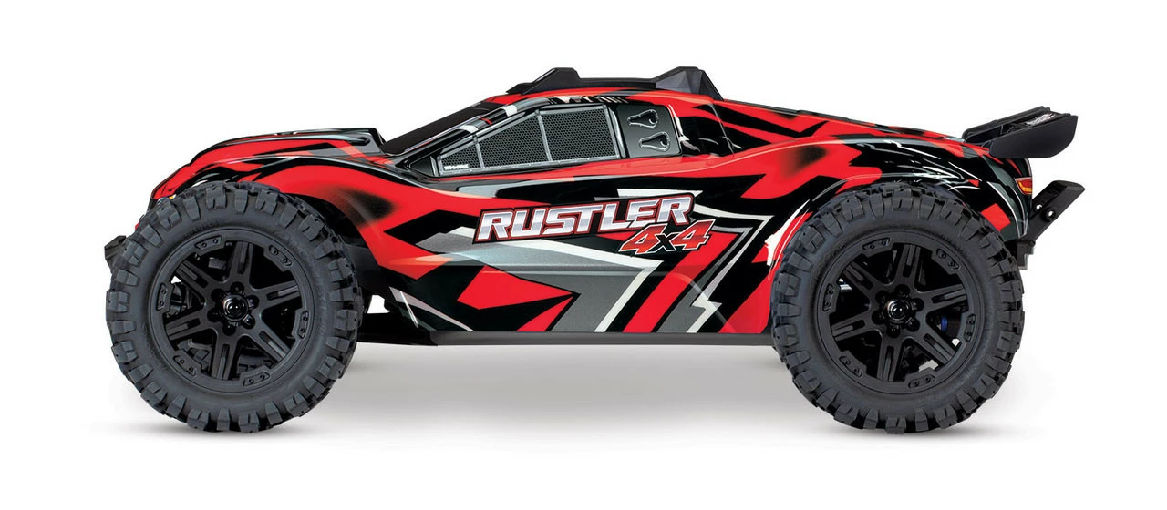 Traxxas Rustler 4X4 Brushed RTR 1/10 4WD Stadium Truck W/TQ 2.4GHz Radio & ID Battery & Charger (Red) 4 Traxxas Rustler 4X4 Brushed RTR 1/10 4WD Stadium Truck W/TQ 2.4GHz Radio & ID Battery & Charger (Red) - Image 2