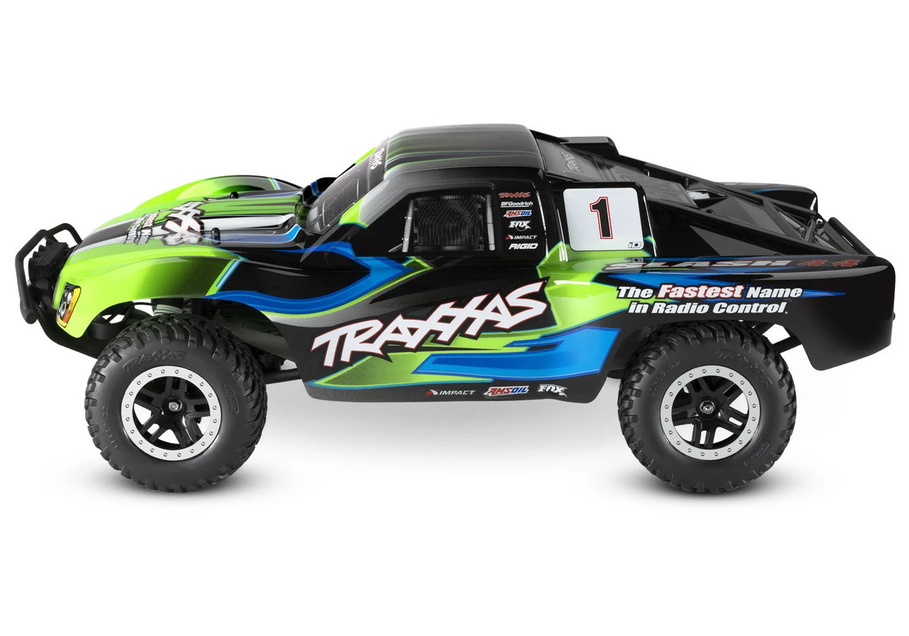 Traxxas Slash 4X4 RTR 4WD Brushed Short Course Truck With DC Charger/battery, LED Lighting (Green) 4 Traxxas Slash 4X4 RTR 4WD Brushed Short Course Truck With DC Charger/battery, LED Lighting (Green) - Image 2