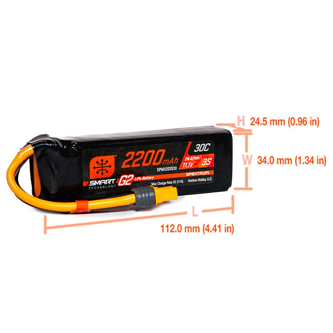 Spektrum 2200mAh 3S 11.1V Smart Battery G2 30C IC3 4 Spektrum 2200mAh 3S 11.1V Smart Battery G2 30C IC3 - Image 2