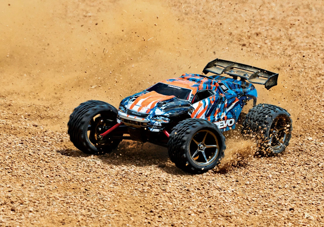 Traxxas E-Revo 1/16 4WD Brushed RTR Truck (Orange) W/2.4GHz Radio, Battery And DC Charger 10 Traxxas E-Revo 1/16 4WD Brushed RTR Truck (Orange) W/2.4GHz Radio, Battery And DC Charger - Image 8
